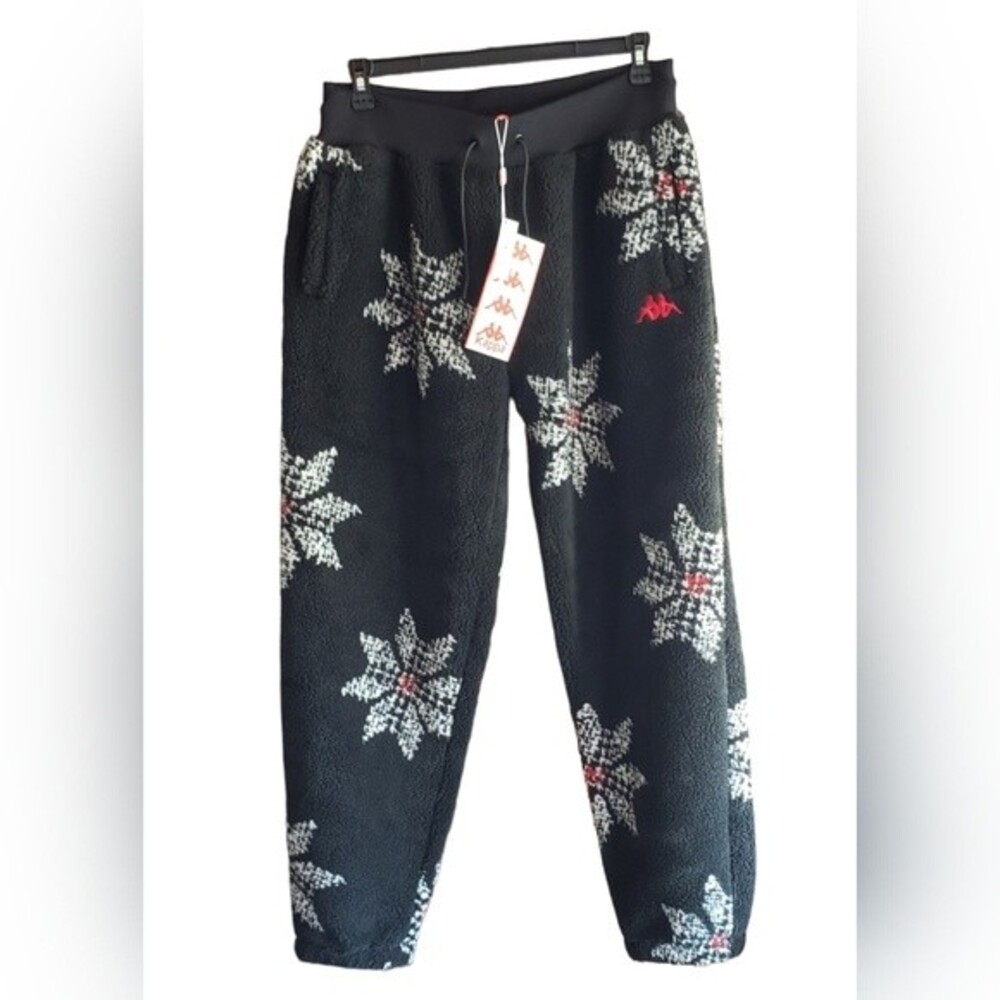 NWT Kappa Authentic SnowFlake Fleece Men's Jogger in Black Smoke Large